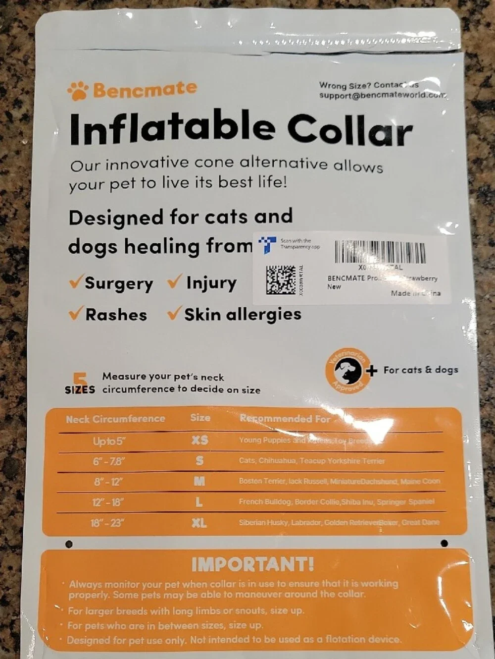 Inflatable Dog Collar - Pink Donut with Sprinkles - XL. NWT.